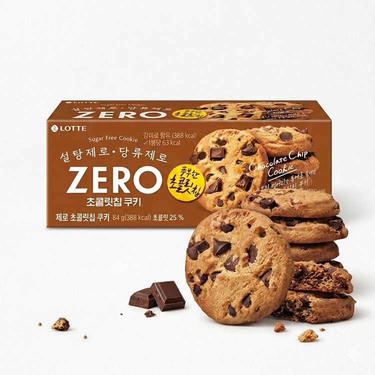 『2盒』韓國 Lotte樂天 ZERO 酥脆朱古力曲奇 巧克力粒粒餅乾 Korea Lotte ZERO Crispy Chocolate Chip Cookies