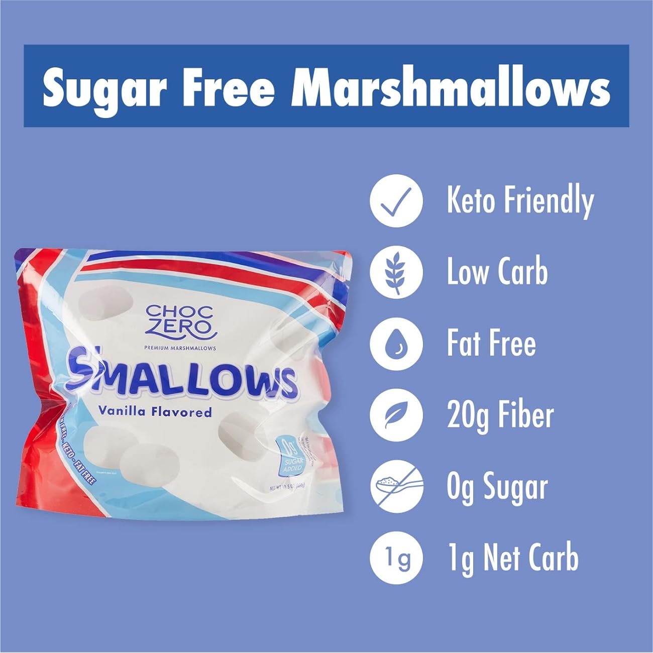 Choc Zero Choc Zero 0糖 0 脂雲呢拿棉花糖(1pack 3包)