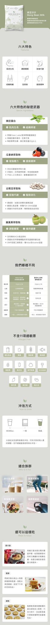 Body Goals 全素多效豌豆蛋白飲 - 綠豆沙沙 31g