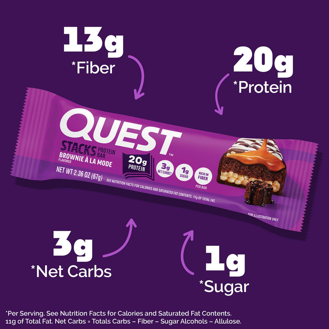 Quest Nutrition Brownie a la Mode Stacks Protein Bar布朗尼冰淇淋層層蛋白質棒/能量棒 (1支裝)