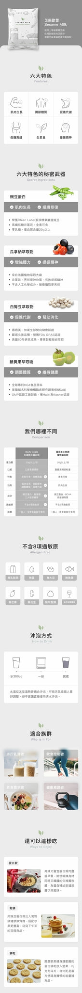 Body Goals 全素多效豌豆蛋白飲 -  芝麻歐蕾 31g