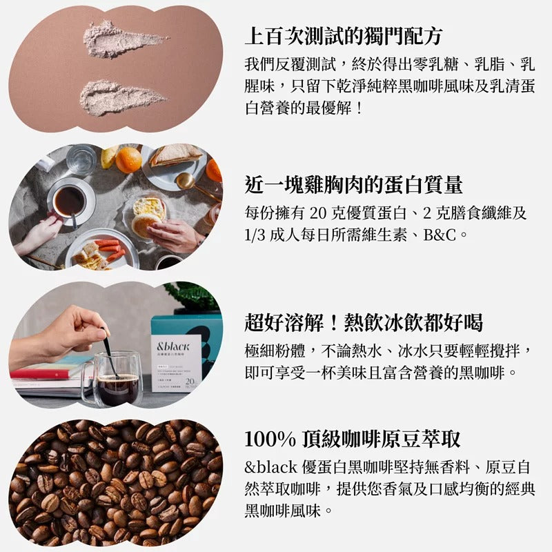 [Spark] & black Blend 優質蛋白咖啡 日光巴西（10入無盒裝）-無甜味