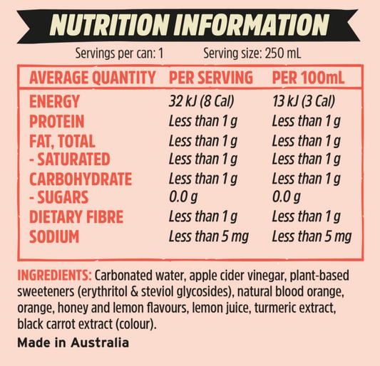 澳洲 REMEDY SODALY Blood orange  100%全天然無糖  血橙味 250mlx4