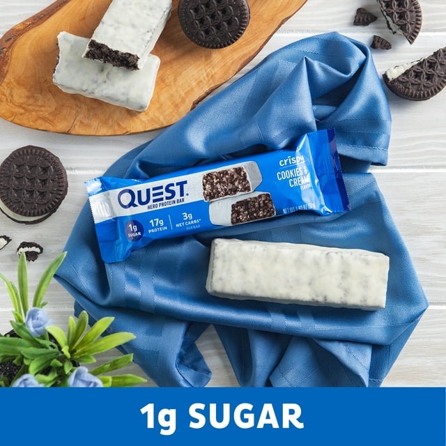 Quest Nutrition Hero Bar 蛋白棒，曲奇奶油  COOKIES &amp; CREAM HERO PROTEIN BARS  52g