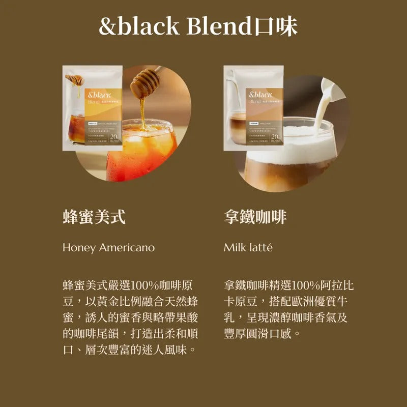 [Spark] &amp;black Blend 優質蛋白咖啡 蜂蜜美式（1盒）-一分甜
