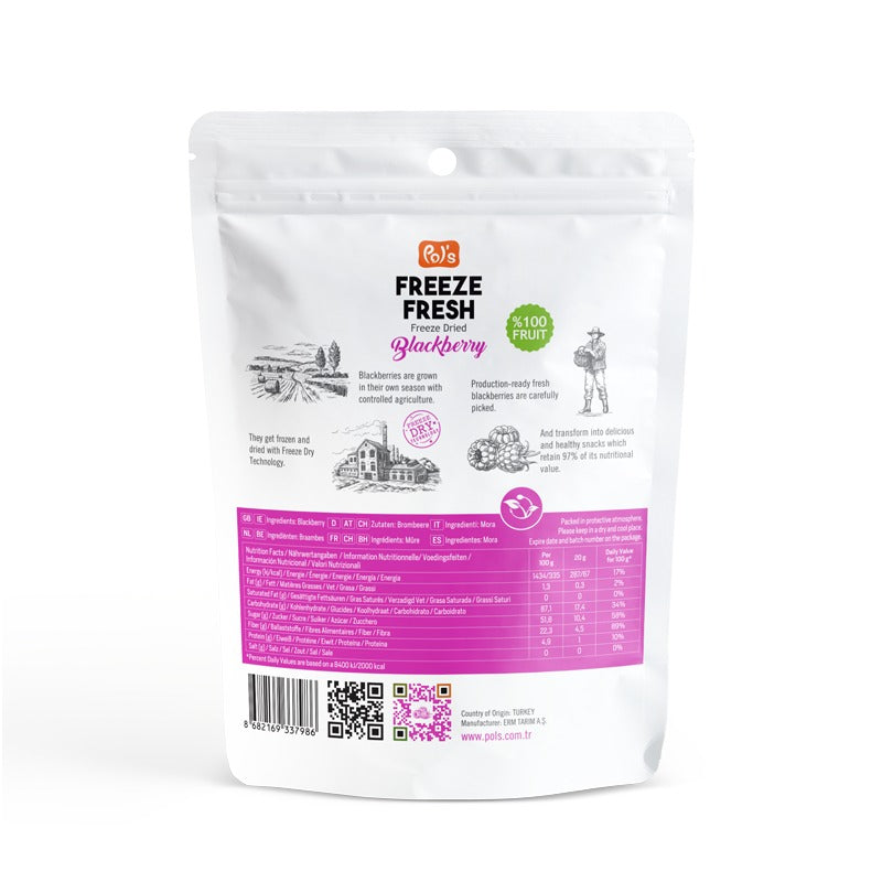 Pol’s Natural No Additives Vegan Gluten Free No Added Sugar No Salt Freeze Dried 無添加糖 凍乾脆脆 原粒黑莓子 20g