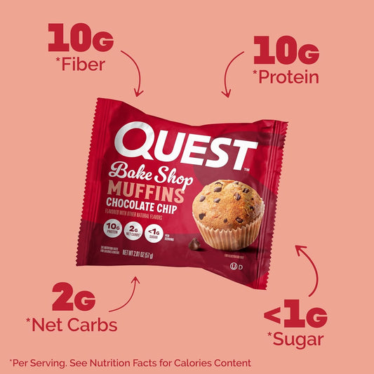 Quest Nutrition, Bake Shop Muffins, Chocolate chip 4 Pack