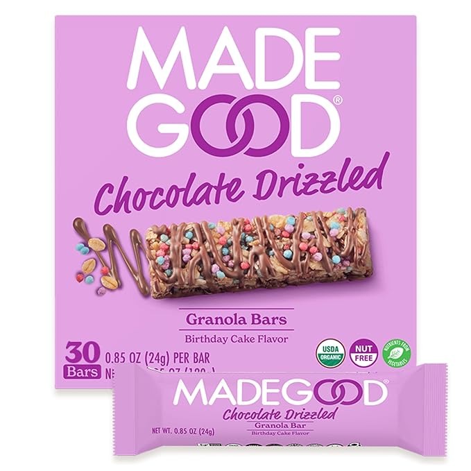 MadeGood Chocolate Drizzled Granola Bars, Birthday Cake 有機 朱古力醬穀麥棒 – 生日蛋糕味 4.25oz / 120g