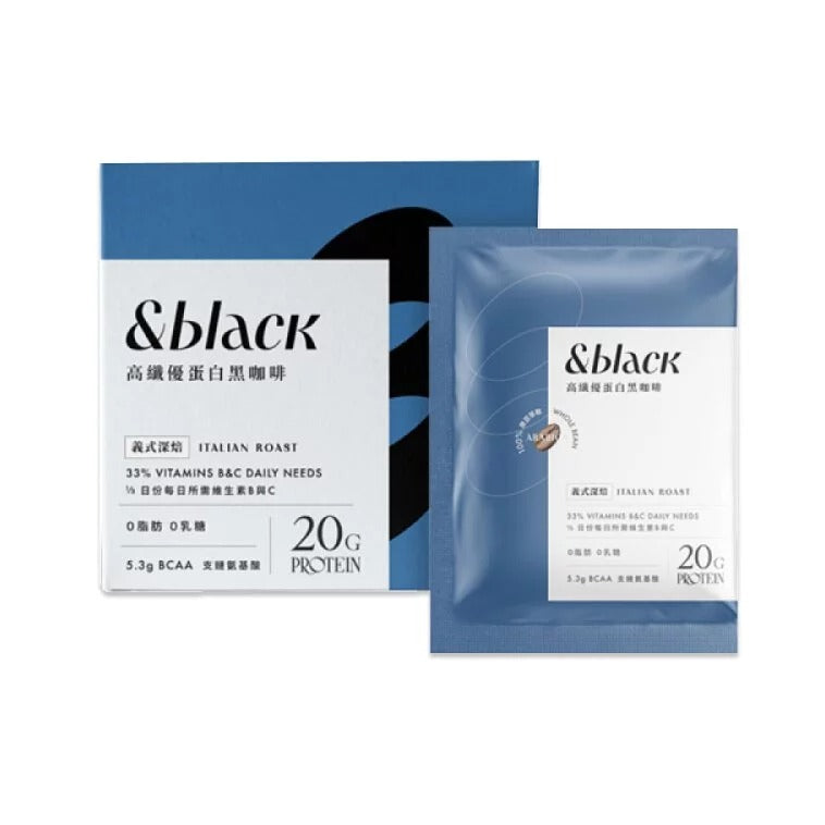 [Spark] &amp;black Blend 優質蛋白咖啡 義式深焙（10入盒裝）-無甜味