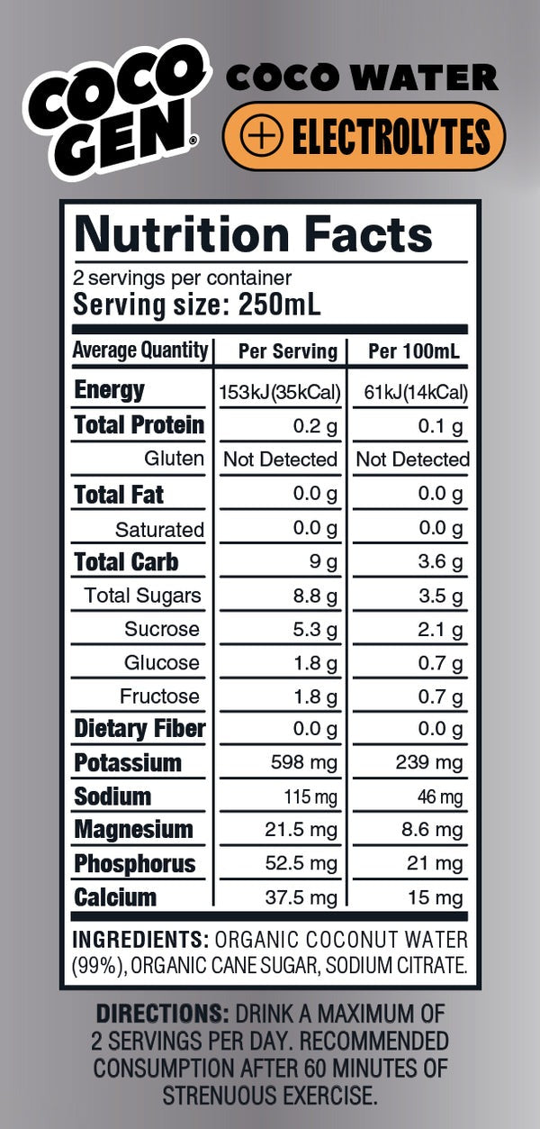 Cocogen Coconut Water + Electrolyte