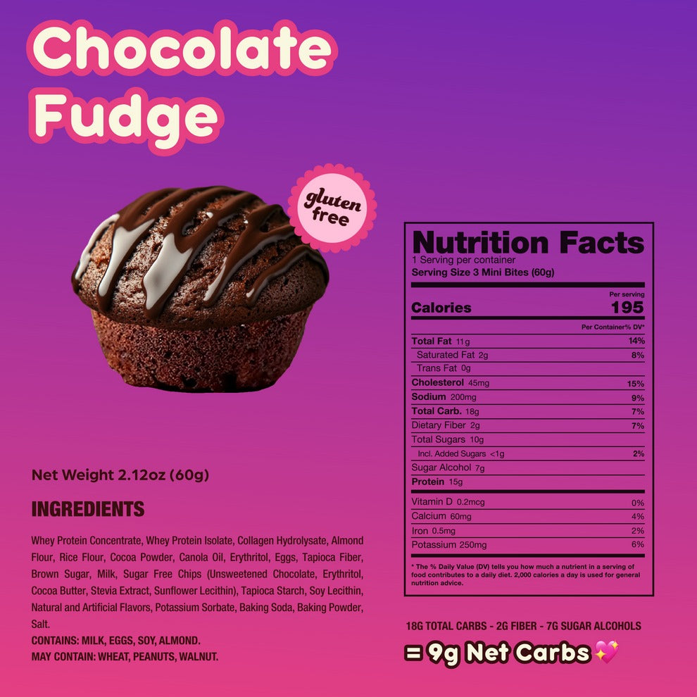 Prime Bites 高蛋白迷你瑪芬布朗尼-朱古力軟糖蛋糕味/Protein Mini Muffins Chocolate Fudge 60g