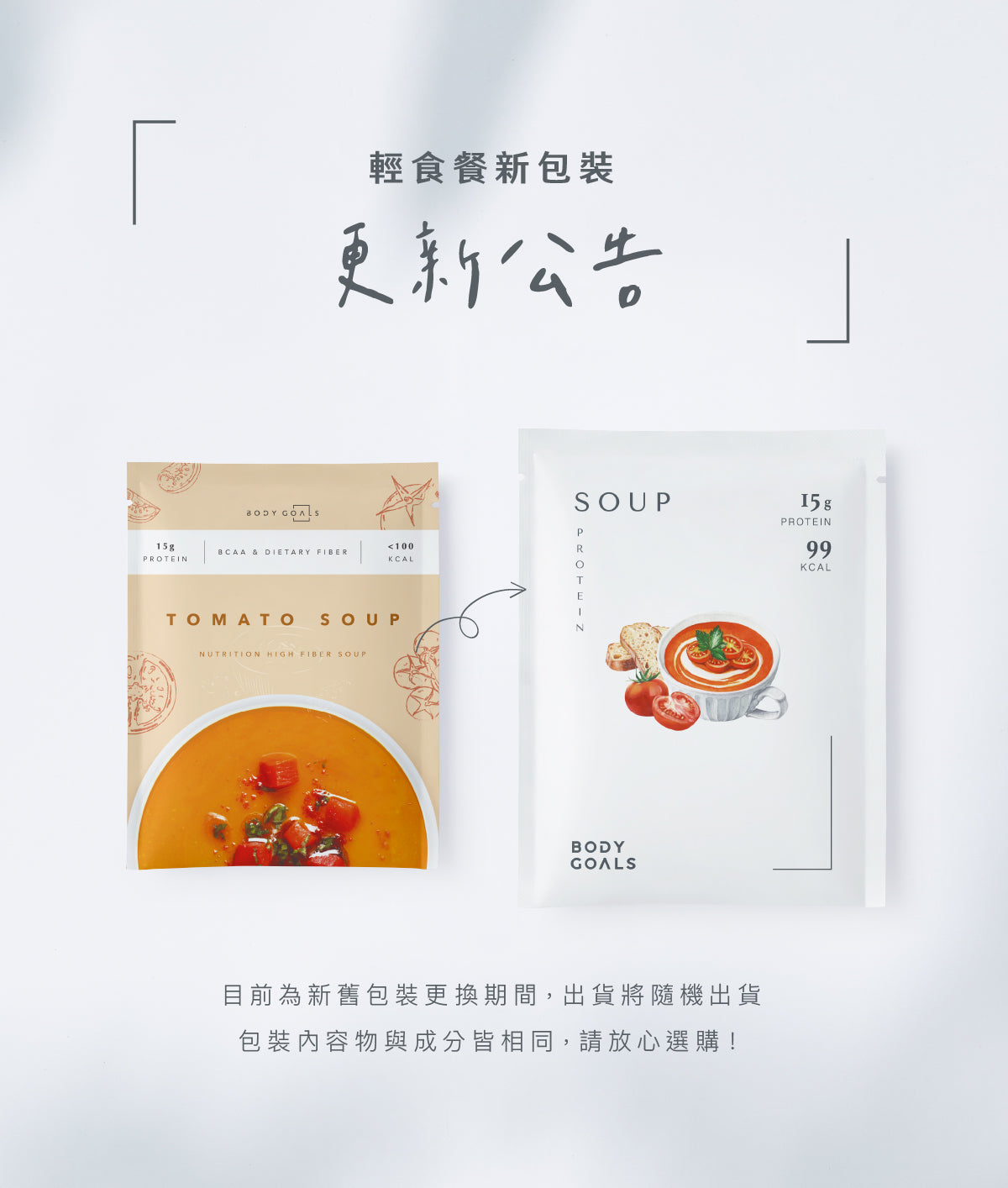Body Goals   高纖營養輕食餐 | 羅宋番茄 新舊包裝替換公告