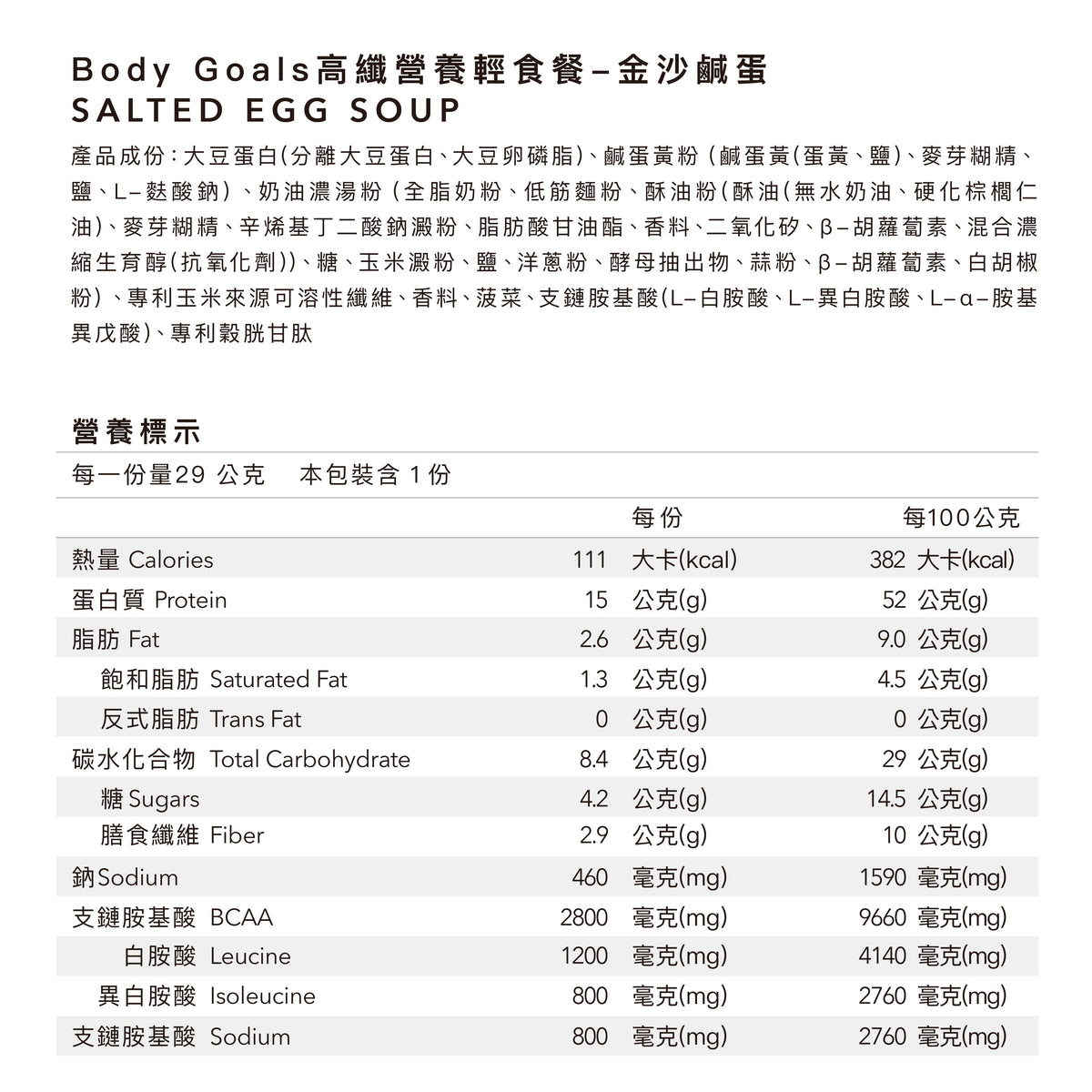 Body Goals   高纖營養輕食餐 | 金沙鹹蛋 官方圖片 4