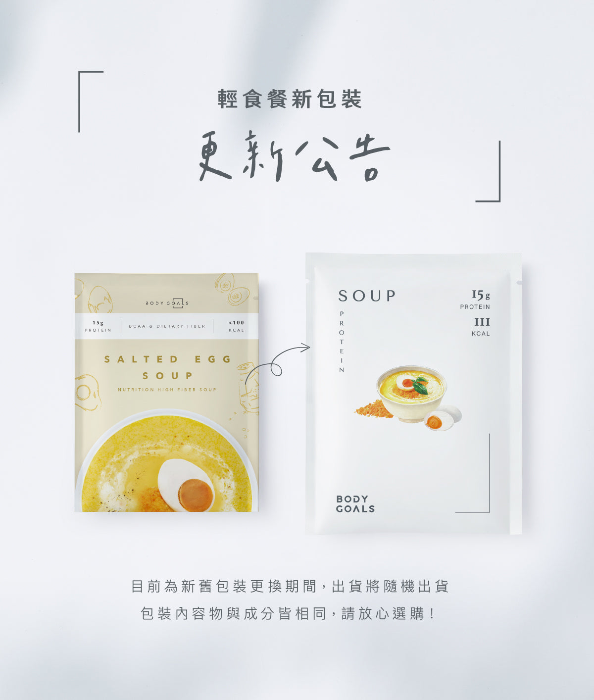 Body Goals   高纖營養輕食餐 | 金沙鹹蛋 新舊包裝替換公告