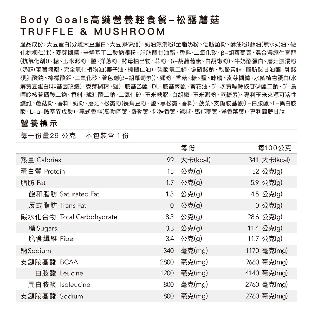 Body Goals   高纖營養輕食餐 | 松露蘑菇 官方圖片 4