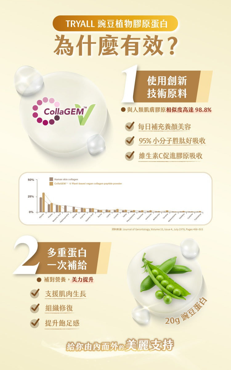 Tryall | 豌豆植物膠原蛋白(7入/盒)-經典香草 CollaPea- Classic Vanilla  (7 packs/box)