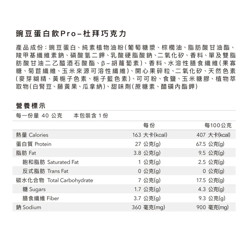 Body Goals全素多效豌豆蛋白飲PRO - 隨手包『大』 | 杜拜巧克力