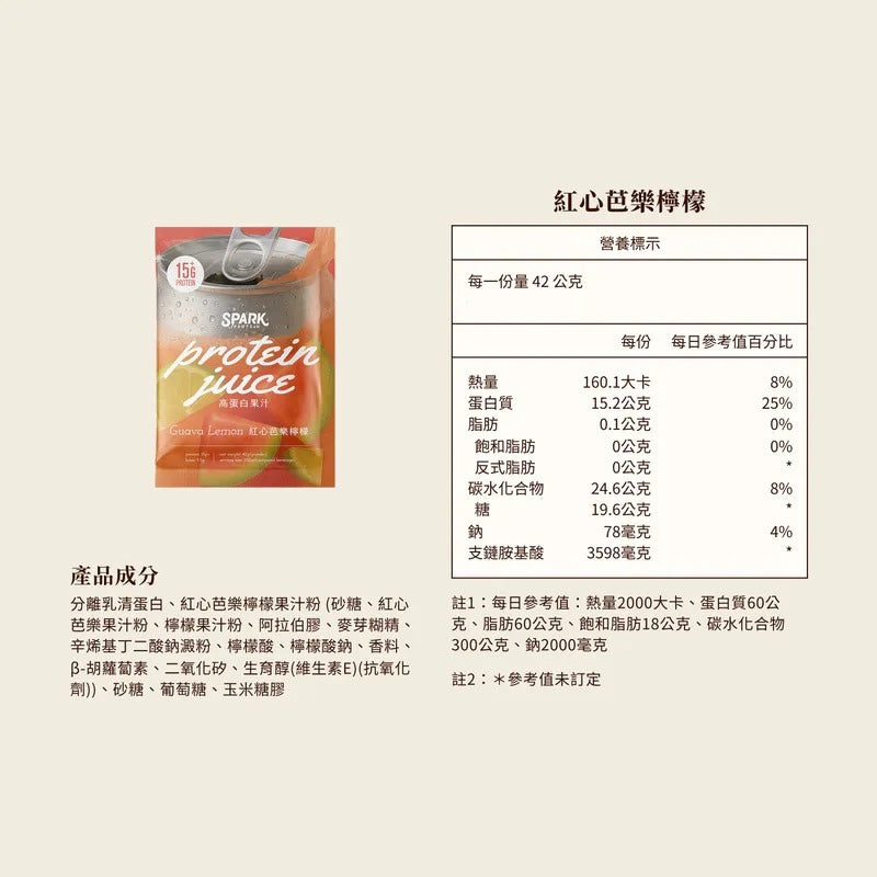 Spark Protein -Juice 紅心芭樂檸檬（三分甜）