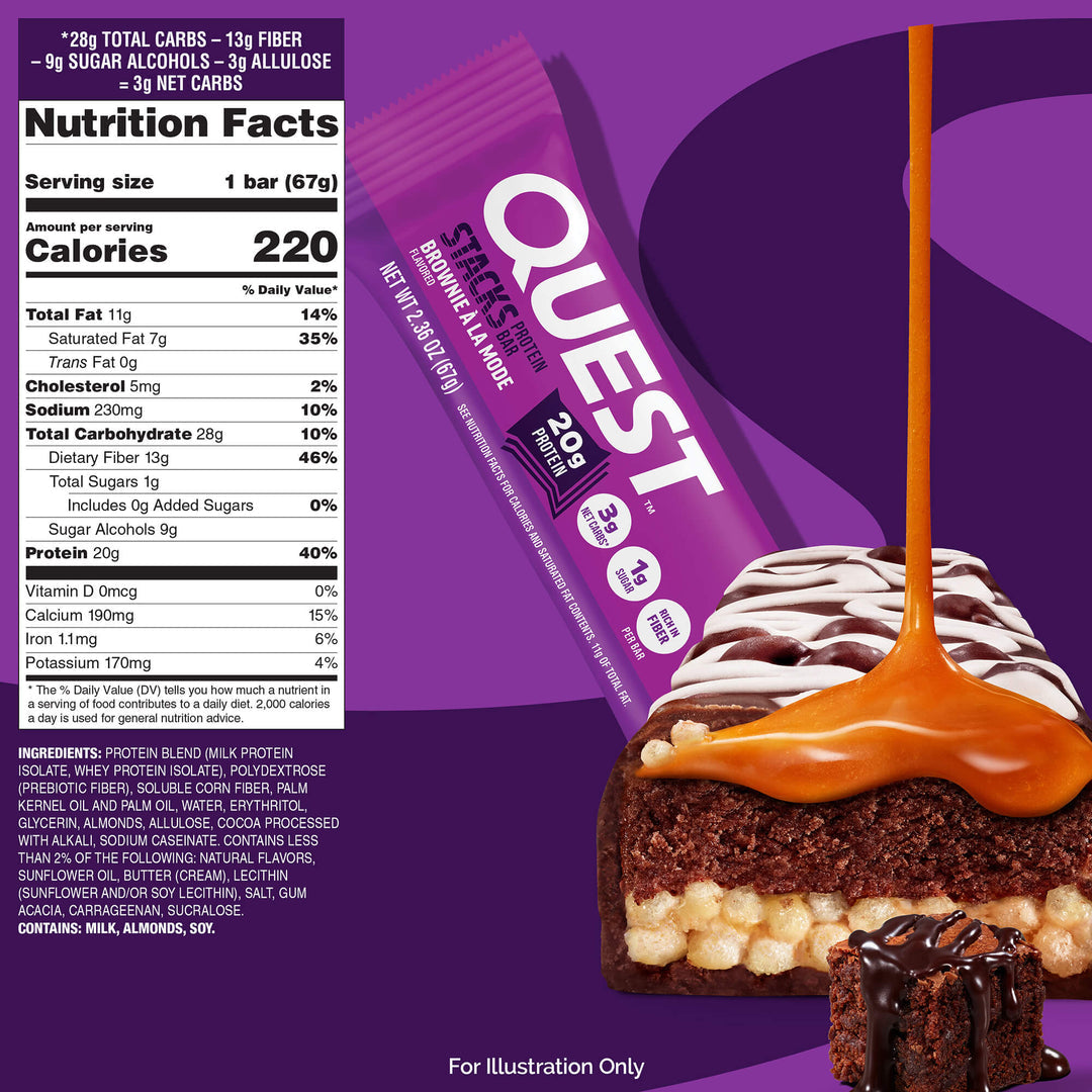 Quest Nutrition Brownie a la Mode Stacks Protein Bar布朗尼冰淇淋層層蛋白質棒/能量棒 (1支裝）