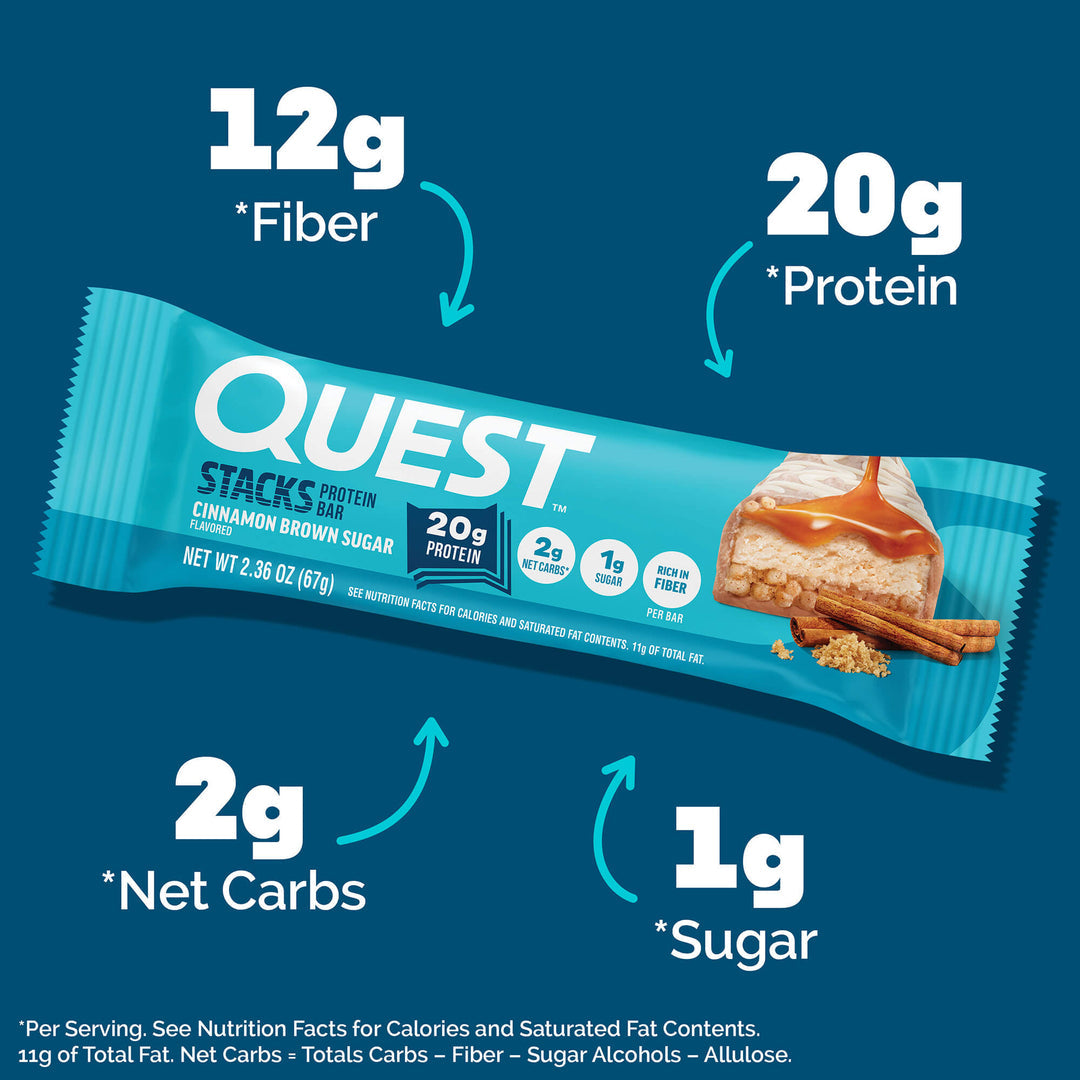 Quest Nutrition Cinnamon Brown Sugar Stacks肉桂黃糖層層蛋白質代餐/能量棒 (1支裝）
