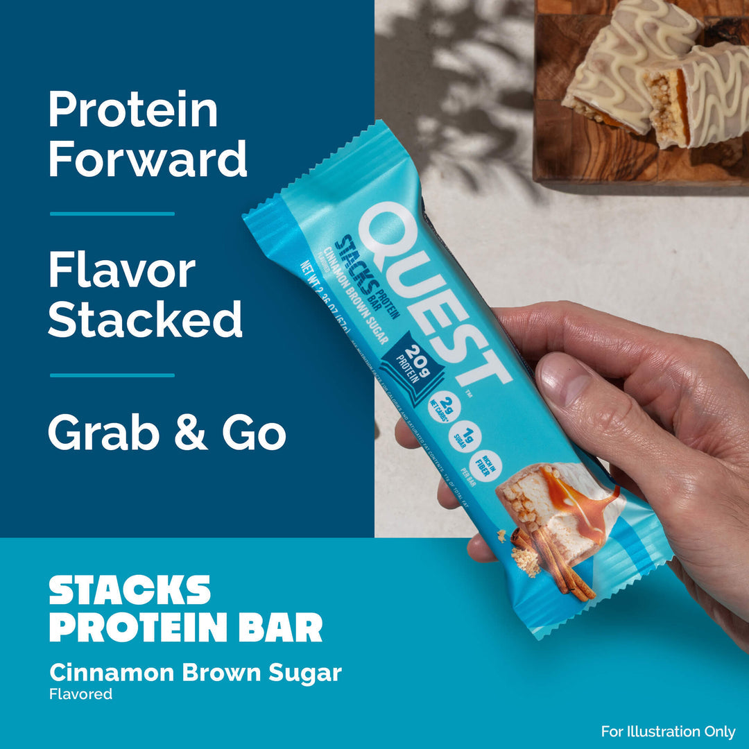 Quest Nutrition Cinnamon Brown Sugar Stacks肉桂黃糖層層蛋白質代餐/能量棒 (1支裝）