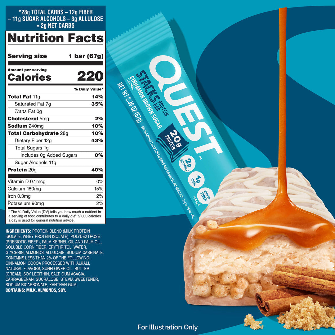 Quest Nutrition Cinnamon Brown Sugar Stacks肉桂黃糖層層蛋白質代餐/能量棒 (1支裝）